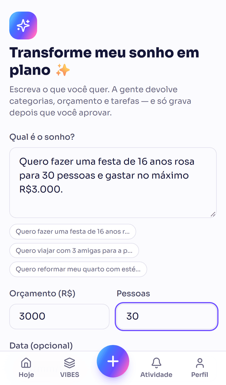 Tela do Viraê: SONHO EM PLANO